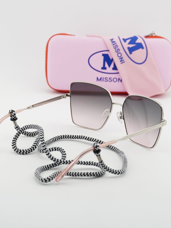 M Missoni MMI 0101/S 03YZ JP Square Sunglasses - Palladium/Green to Pink main image 8